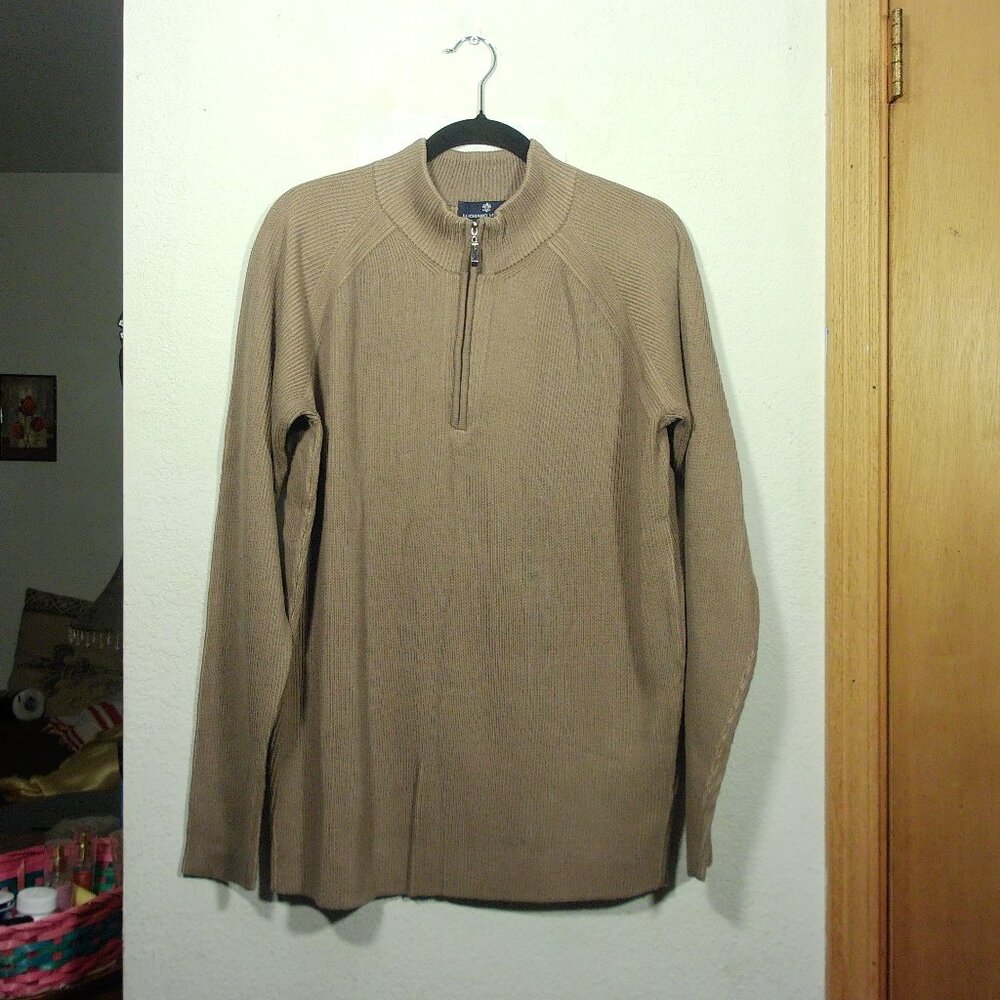 NWT Luciano Visconte Beige Long sleeve Knit Quarter Zip Sweater Size: L